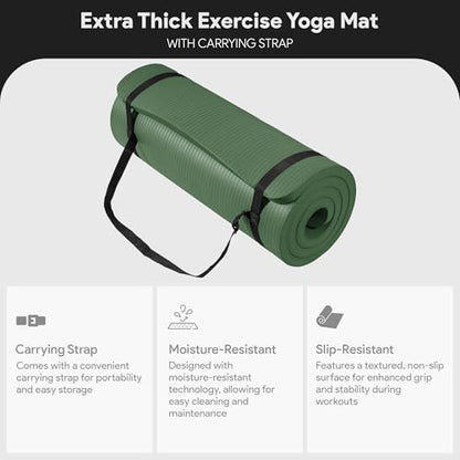 BalanceFrom 1-inch Thick 71x24 Inches Extra Thick Exercise Yoga Mat - color: Green Jasper