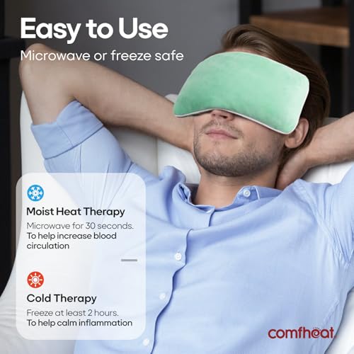 Unscented Weighted Eye Pillow, Soft Plush Removable Cover | Moist Heat & Cold Therapy, Natural Aromatherapy Eye Compress Pillow for Relaxation, Yoga, Meditation, and Sleep, Green - color: Green (No Scent Added)