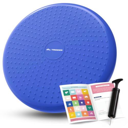 Trideer Wobble Cushion Core Balance Disc, Flexible Seating for Classroom Elementary, Wiggle Seat for Sensory Kids, Balance Pad with Inflation Pump - color: 34CM Blue