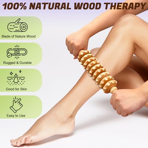 Wooden Fascia Massage Roller – Handheld Myofascial Release Massage Stick
