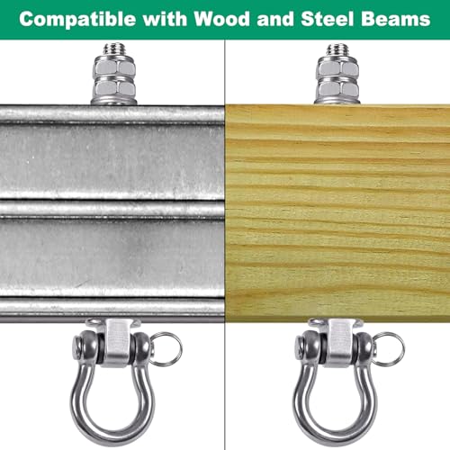 SELEWARE 2 Pcs Stainless Steel Bearing Swing Hangers Heavy Duty Swing Hooks - color: 2 Pack Bearing Hangers (5" X M2/5" Threaded Rod)