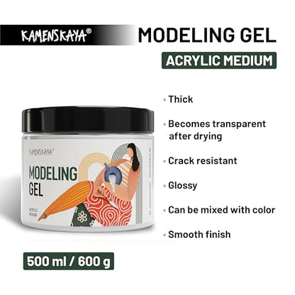 KAMENSKAYA Gel Medium for Acrylic Paint - 16.9 fl oz (500 ml) - color: Transparent Gel, size: 16.9 Fl Oz (Pack of 1)