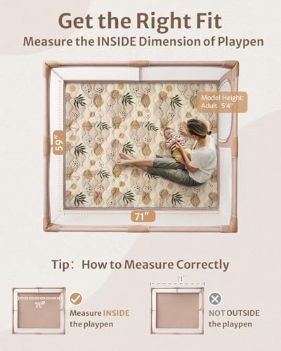 Blissful Diary Baby Play Mats for Floor, 71x59 Inch Extra Thicker & Large Soft Cushioning Foam Playmats for Babies and Toddlers, Foldable Washable Baby Crawling Mat for Playpen, Earth Tones Design - color: Earth Tones, size: 71" X 59"