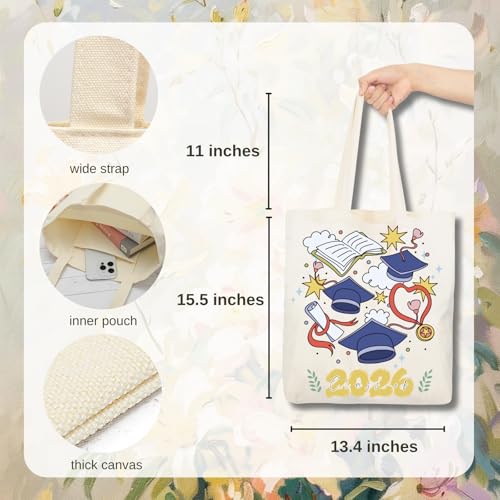 Aesthetic Canvas Tote Bag for Women with Inner Pocket - color: Graduation-26
