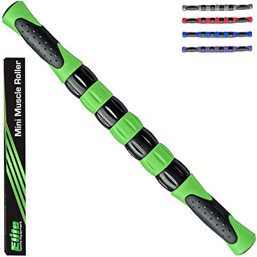Elite Massage Roller Stick Targets Sore, Tight Leg Muscles to Prevent Cramps and Release Tension. It's Sturdy, Lightweight, Smooth Rolling and Thankfully This Lifesaver has Comfortable Handles.Green - color: Green