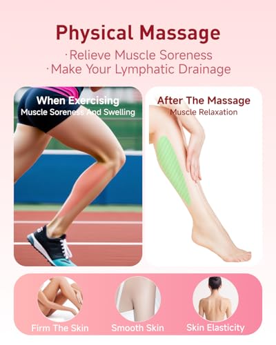 Massage Roller for Legs,21 Wheel Circular Leg Clamp+3 Wheel Massage Roller Stick Lymphatic Massage for Relieve Soreness Stiffness Tight Muscles Deep Tissue-Pink - color: Pink