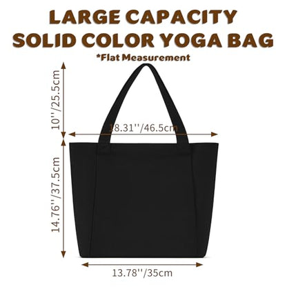 Yoga Mat Carrier, Gym Bag With Yoga Mat Holder, Women Canvas Tote With Shoulder Strap For Pilates, Travel, Office, Sports, Workout And Beach – Inner Zippered Pocket, Fits Standard And Small Mats - color: Black