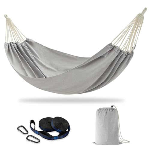 Brazilian Double Hammock with Tree Straps, Extra Large, 450 lbs Capacity - color: Light Grey, size: X-Large