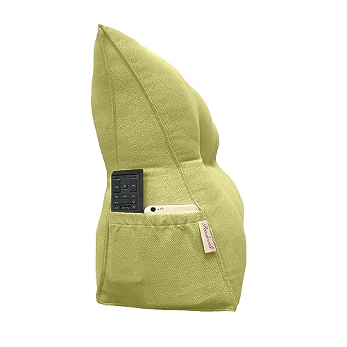 Peachwell Handmade Headboard Pillow-Queen Wedge Support Large Bolster Cushion Headboard Backrest Pillow with Removable Cover and Two Large Side Pockets(Lime, Queen: 59 x 8 x 20 inches) - color: Lime, size: Queen: 59 x 8 x 20 inches