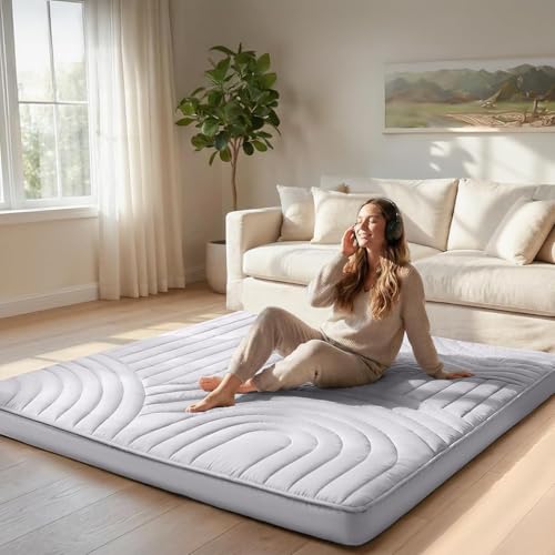 ZonLi Japanese Floor Mattress Futon Mattress King Size 4 Inch Thick - color: Grey-1, size: King (80"L x 76"W x 4"Th)