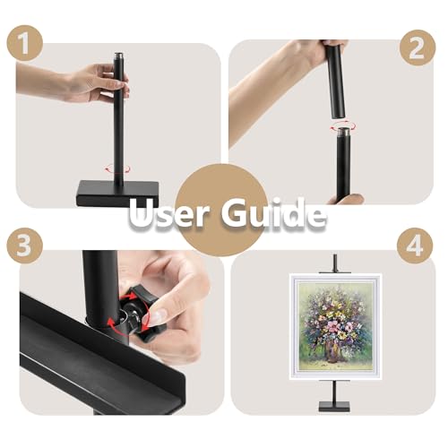 Adjustable tabletop easel stand Up to 29.5 Inch Black Metal picture frame stand Picture easels for display Picture holders for Wedding Home Exhibition Art Photo