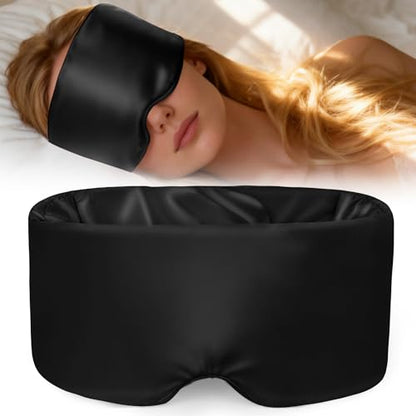 Weighted Eye Mask for Sleeping, Silk Sleep Mask for Side Sleeper(Black) - color: Silk-black