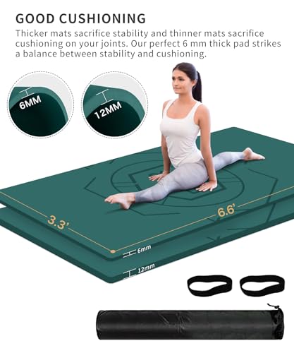 nuveti Large Exercise Mat (6'x 3'), Extra Wide Workout Mat for Men and Women, Yoga Mat Thick 1/4 Exercise Mats Non-Slip, Non-Toxic, Large Fitness Mat Perfect for Barefoot Exercise (Yoga, Pilates, Stretching, Meditation) - color: DarkGreen, size: 78"L x 39