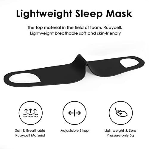 FRESHME Zero Pressure Sleep Mask - Lightweight Breathable Blockout Eye Mask for Sleeping with Ear Hanging Elastic Strap for All Sleep Positions Men Women Soft and Comfortable Black Eye Blinder Travel - color: Black