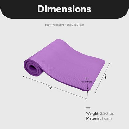 BalanceFrom 1-inch Thick 71x24 Inches Extra Thick Exercise Yoga Mat - color: Purple