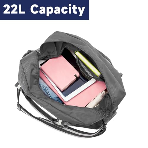 Arxus Carry On Travel Bag, Lightweight Foldable Packable Tote Bag 25L - color: Gray