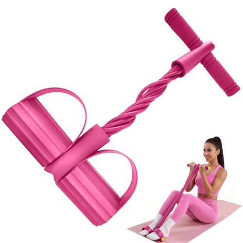 8 Tube Resistance Band with Handles,Multifunction Fitness Equipment,Durable TPE Tension Rope for Full-Body Workout, Abdomen,Waist,Arm,Leg - color: Pink