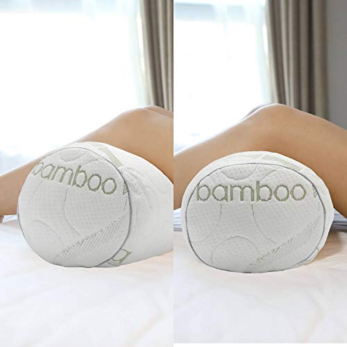 Kingnex Bolster Roll Pillow for Sleeping on Back or Side Under Knee to Relief Lower Back Pain Between Legs for Side Sleepers Cylinder Pillow with Removable Cover 20x8 | Under Knee to Relief Lower Back Pain or Between Legs for Side Sleepers, Bamboo Viscose