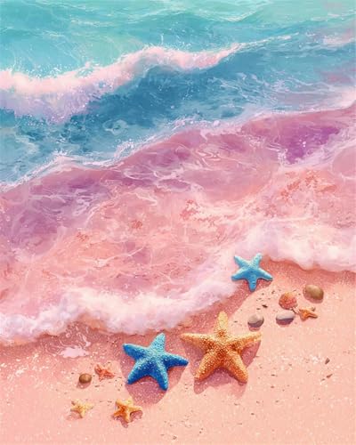 ZRIZQ Paint by Numbers Kit for Adults Beginner,Beach Scenery,16x20 | Full set with rich paints,wooden brushes,rolled canvas.Calming activity.Beginner friendly.Just open and paint. - color: 16"X20"Rolled Canvas-Beach 2