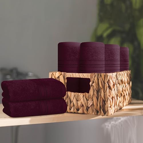 BOUTIQUO Ultra Soft Cotton Washcloths, Contains 12 Piece Face Cloths 12x12 inch, Ideal for Everyday use Face Towels, Compact & Lightweight Multi Purpose Washcloths - Burgundy - color: Burgundy, size: Washcloths - Set of 12