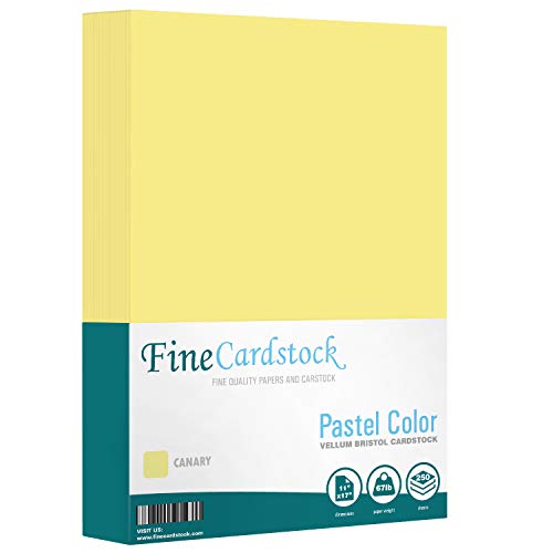 Color Cardstock Paper 67 Vellum Bristol, Sizes: 8.5 x 11 | 11 x 17 | 8.5 x 14 |1 ream of 250 Sheets Per Pack. (11 x 17 Canary) - color: Canary, size: 11 x 17