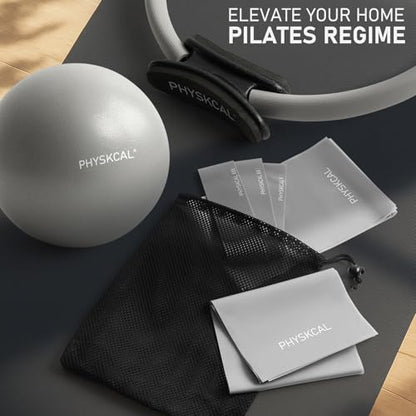 PhysKcal Pilates Kit, 15-Inch Pilates Ring with 1x Pilates Ball & 5X Bands | Aesthetic Home Pilates Equipment Set, Essential Kit for Beginners in Minimalist Style. Comes in Premium Packaging - color: Mist
