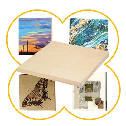 2 Pack 24x24'' Unfinished Gallery Birch Wood Canvas Panels ﻿ | 1 1/2’’ Deep Cradle Boards for Painting, Acrylic Pouring, Art, Burning, Crafts, Epoxy Resin, Laser Engraving Cutting - size: 24*24 2 Pack