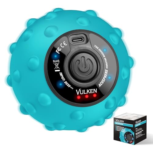Vulken 4 Speed High Intensity Vibrating Massage Ball with USB Charging for Muscle and Deep Tissue, Plantar Fasciitis Pain Relief, Myofascial Release and Trigger Point Treatment for Back, Blue - color: Blue - Usb