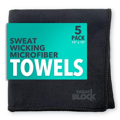 SweatBlock Microfiber Sweat Absorbing Handkerchiefs, 10x10 Inch, 5-Pack - size: 10 x 10 inches