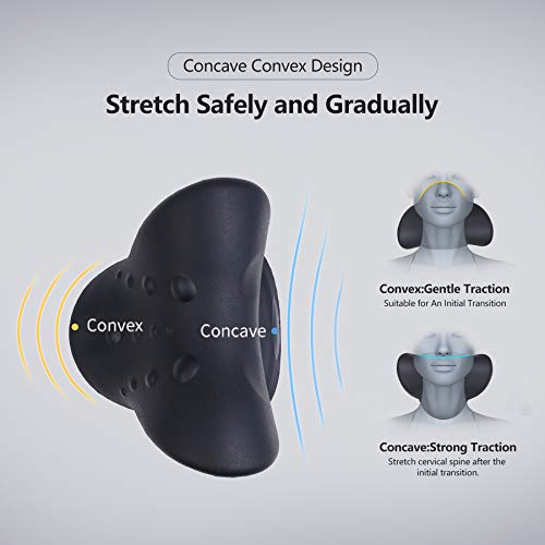 Cozyhealth Neck Stretcher for Neck Pain Relief, Neck and Shoulder Relaxer Cervical Traction Device Pillow for TMJ Pain Relief and Muscle Relax, Cervical Spine Alignment Chiropractic Pillow (Black) - color: Black