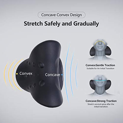 Cozyhealth Neck Stretcher for Neck Pain Relief, Neck and Shoulder Relaxer Cervical Traction Device Pillow for TMJ Pain Relief and Muscle Relax, Cervical Spine Alignment Chiropractic Pillow (Black) - color: Black