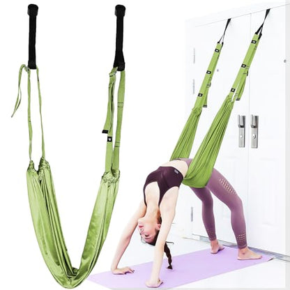Leg Stretcher Strap Adjustable Fitness Strap Band for Waist Trainer Stretching Door Swing Flexibility Tensile Trainer with Carrying Pouch Back Bend Go Upside-Down for Yoga Practitioner Ballet Dancer Gymnastics Exercises - color: Green