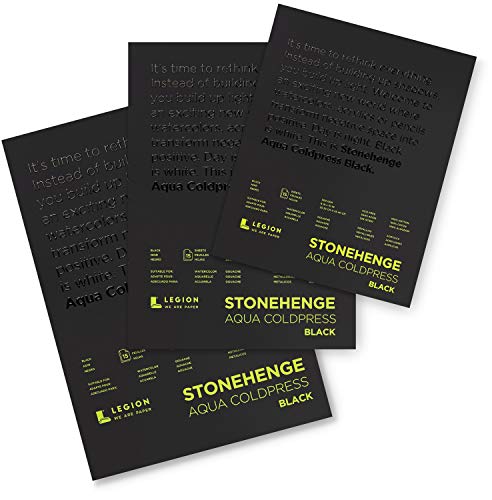 Stonehenge Aqua Black Medium Weight Pad, 140lb, Coldpress, 8 x 10 Inches, 15 Sheets for Wet and Dry Media - size: 8 x 10