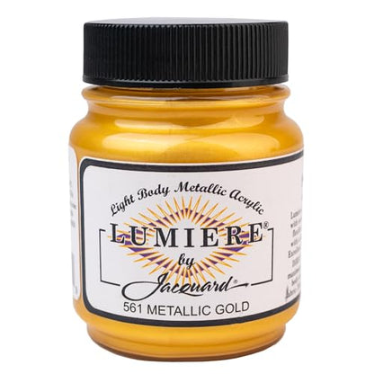 Jacquard Lumiere 2.25oz Fabric Paint Metallic Gold - Metallic Paint for Fabric, Leather, Canvas, Paper and Wood - Light-bodied Metallic Acrylic Paint - Lightfast & Vibrant Metallic Acrylic Paints - color: Metallic Gold, size: 2.25 Fl Oz (Pack of 1)