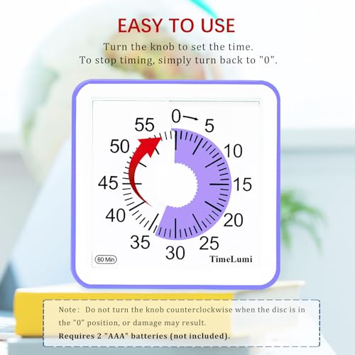 60-Minute Visual Timer for Kids Management Classroom Timer, Purple | Classroom, Home Edition Study Visual Timer - Silent Countdown Timer for Toddlers, Kids, Teachers and Adults - color: Purple