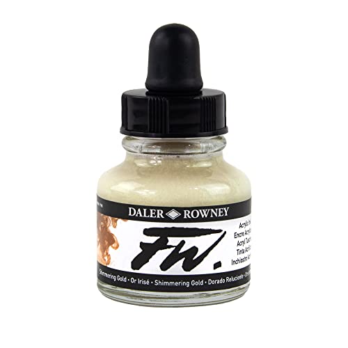 Daler-Rowney FW Acrylic Artists Ink, 1 oz, Shimmering Gold (160029709) - color: Shimmering Gold