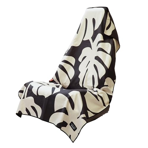 Sprints Athletic Running Towel, Full-Sized, Car Seat Cover - Performance Microfiber (Monstera of Race's Past) - color: Monstera of Races Past W/ Snaps