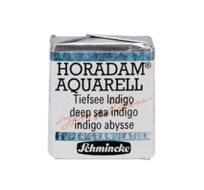 Schmincke - HORADAM® AQUARELL, Super Granulation, 14 952 044 Deep Sea Indigo, 1/2 Pans, Very Strong granulating Tones, Finest, Super granulating Watercolors - color: 952 deep sea indigo