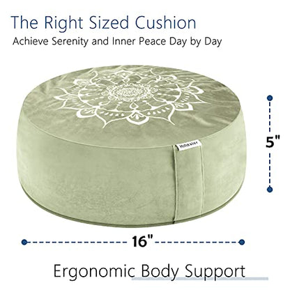 Hihealer Meditation Cushion, Traditional Tibetan Velvet Meditation Pillow - color: Serenity Navy & Green