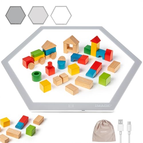 IMAGE Tracing Light Box for Kids, 17.2x14.9 LED Drawing Board | Educational STEM toy, 3 adjustable brightness, ideal for early learning & art projects ﻿ (Building Blocks Not Include)