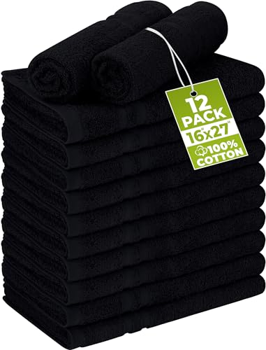 Utopia Towels Bleach Proof Salon Towels, Pack of 12, 16x27 in, Black - color: Black, size: 12 Pack