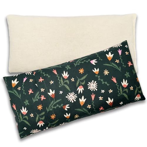 100% USA Handmade, Washable Cotton Eye Pillow 9", Moist Heat Eye Compress, Unscented Hot/Cold Therapy Pack (Green Multi Floral, Rice) - color: Green Multi Floral