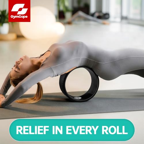 GymCope Back Roller Wheel, Spine-Safe Groove for Deep Stretch, 530 lbs - color: Black, size: 10 Inch-Medium