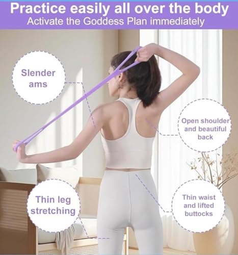 Figure 8 Resistance Band for Exercise – Stretch Band for Arms, Legs, Core & Shoulders – Elastic Workout Band for Home Fitness, Yoga, Pilates & Physical Therapy – Portable Training Equipment, Purple
