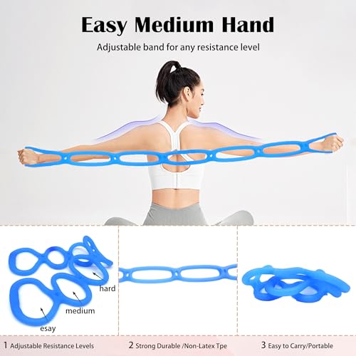 7 Ring Adjustable Loop Resistance Bands for Working Out Walk at Home，Workout Bands Exercise Stretch Band for Women&Men Fitness, Yoga, Pilates-Non-Slip, Durable Rubber, Home/Gym Use - color: Blue