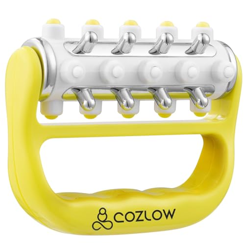MyoRelease Lymphatic Drainage Massager - Yellow - Handheld Massage Roller | Cozlow - fascia release massage tool for shoulder, neck, belly, thigh, leg, back, glutes - helps reduce cellulite appearance - color: Yellow