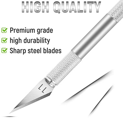 20 Pack Exacto Knife Set, Hobby Knife, SK-5 High Carbon Steel Craft Knife for Pumpkin Carving, DIY, Art, Cutting, Stencil - color: Silver, size: 20 Pack
