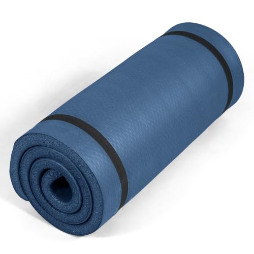 Tone Fitness 1-Inch Thick Yoga Mat | High-Density, Non-slip Exercise Mat with Carrying Strap for Yoga, Pilates, & Home Gym Workouts | Multiple Options - color: Blue, style: Diamond