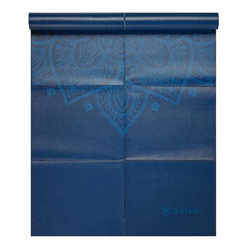 Gaiam Foldable Yoga Mat, 2mm Icy Paisley - color: Blue Sundial