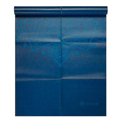Gaiam Foldable Yoga Mat, 2mm Icy Paisley - color: Blue Sundial